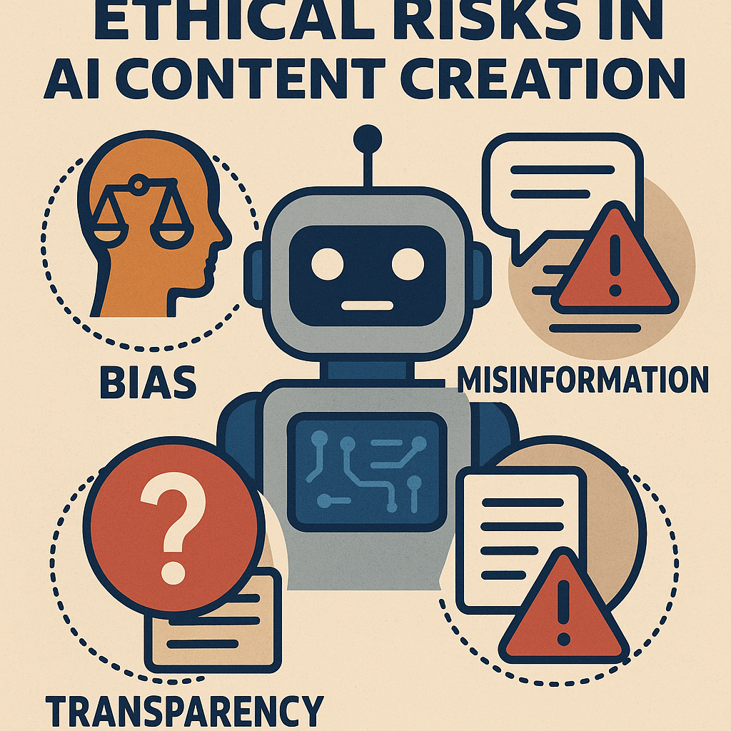 An illustration showing various ethical risks associated with AI content creation.