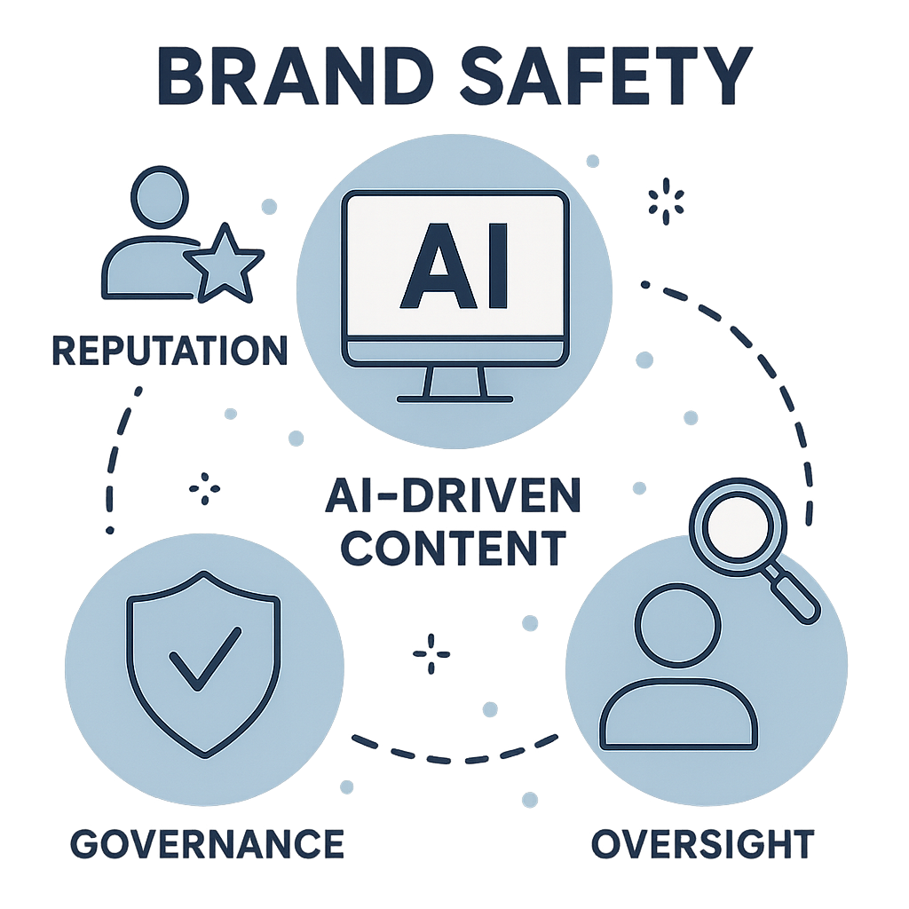 A diagram outlining the key components of brand safety in AI content creation.