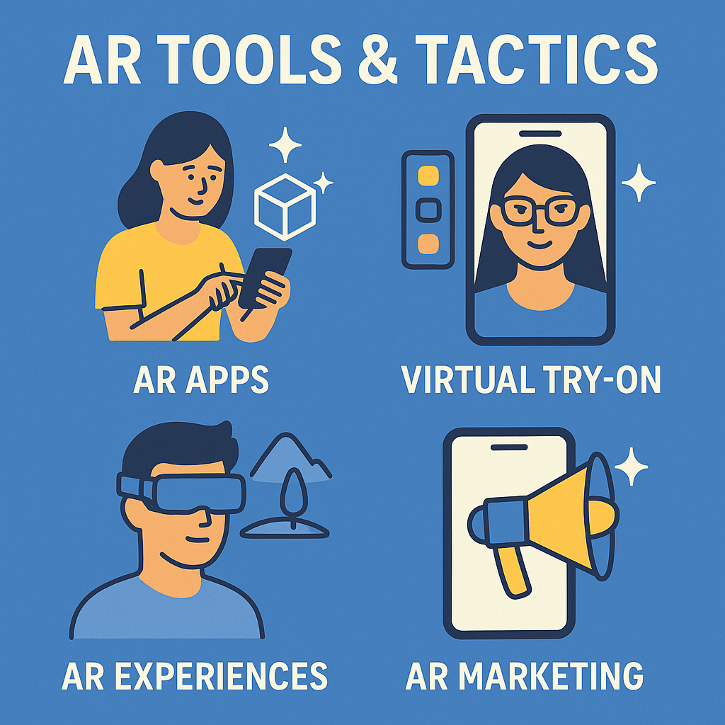 A diagram displaying different AR tools and tactics for content integration.