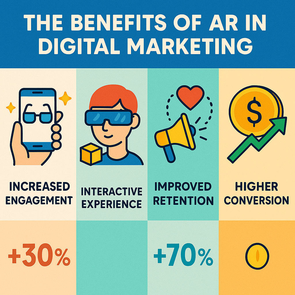An infographic illustrating how AR enhances user engagement and retention in digital marketing.