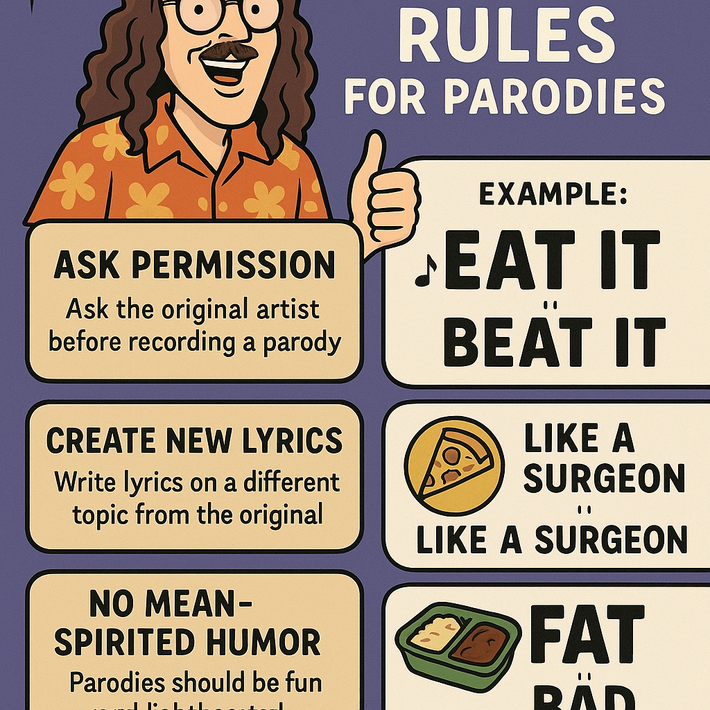 Visual representation of Weird Al's self-imposed rules for musical parodies.