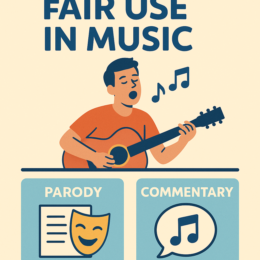 An infographic explaining fair use in music with examples of parody.