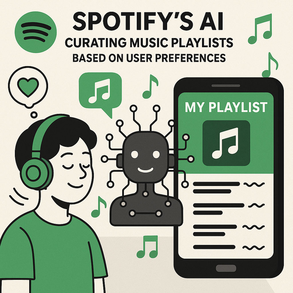 Spotify’s AI curates personalized playlists, engaging niche music fans.