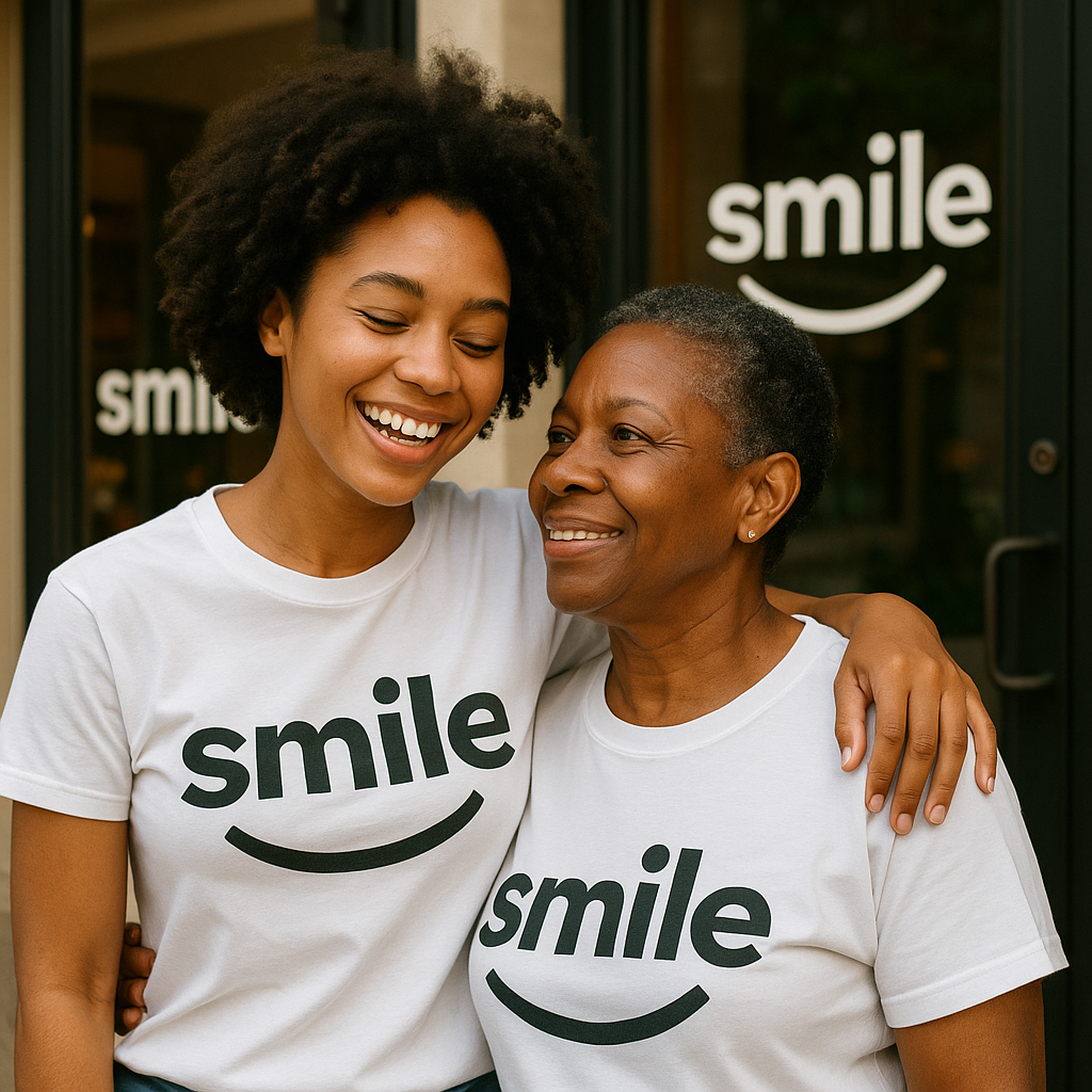 Two generations of a family sharing a brand experience together, expressing trust and connection.