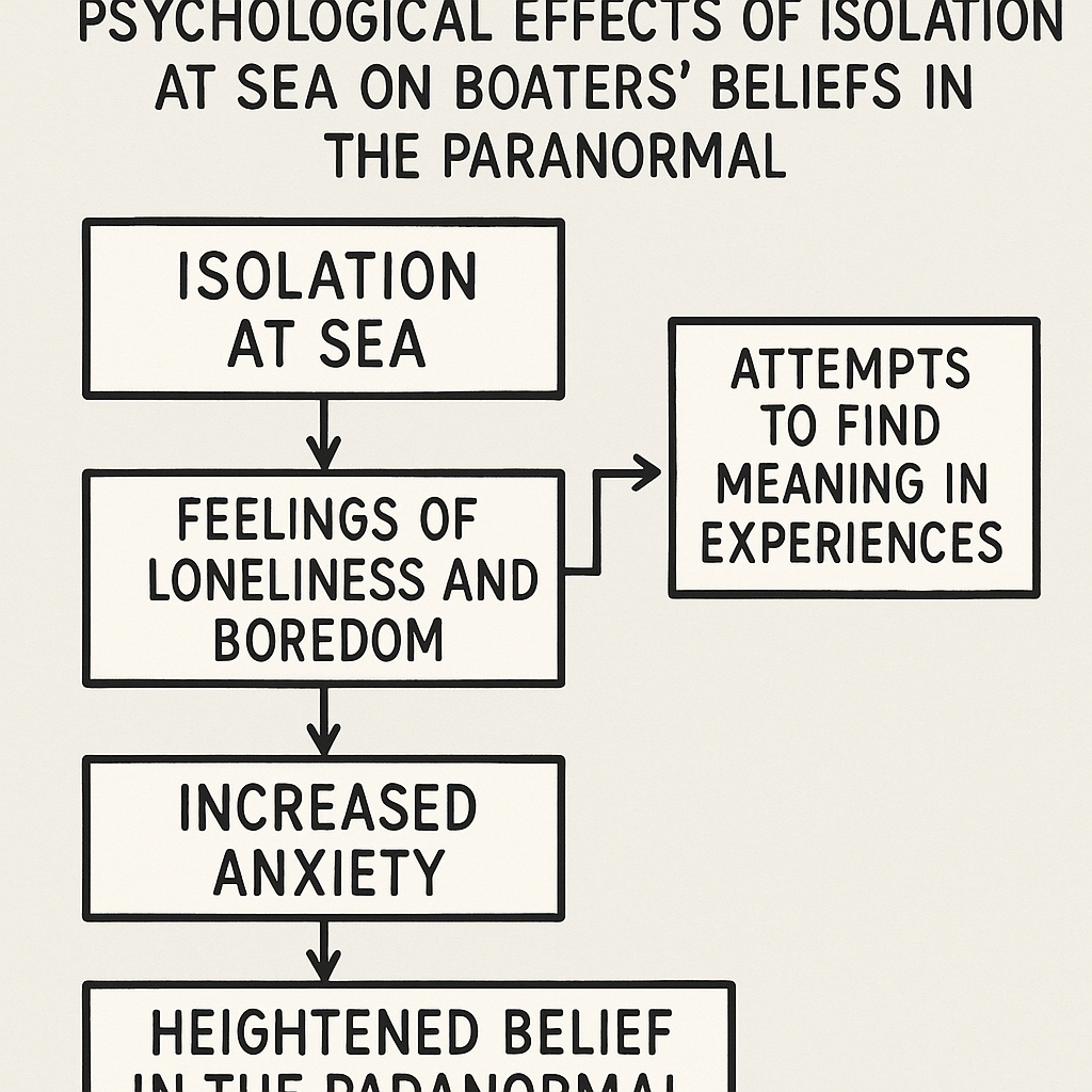 A diagram showing how isolation at sea influences boaters' beliefs in paranormal activities.
