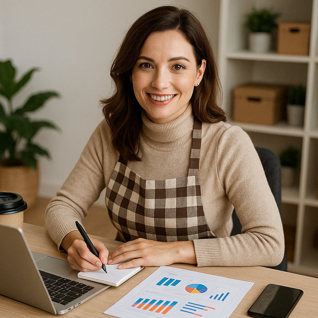 Portrait of a successful housewife digital marketer at her desk.