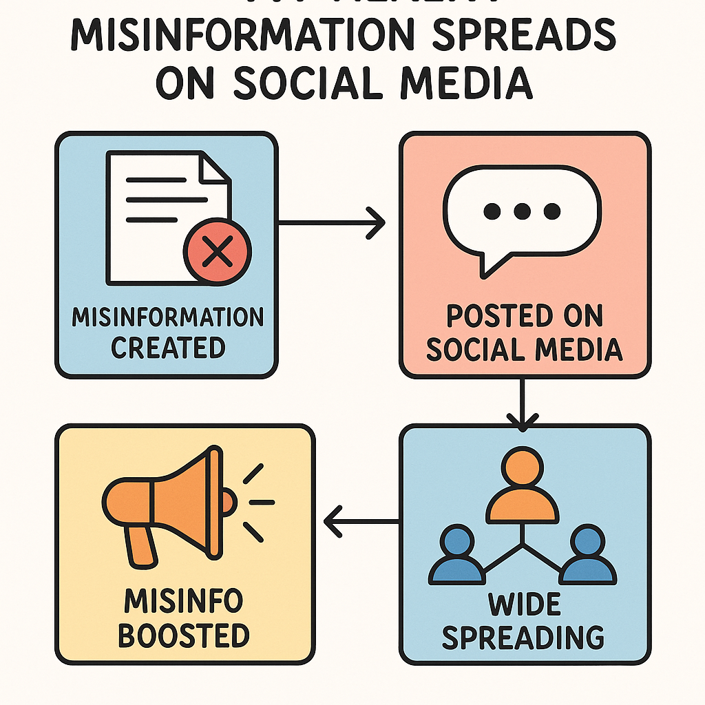 Flowchart of how health misinformation spreads through social networks.