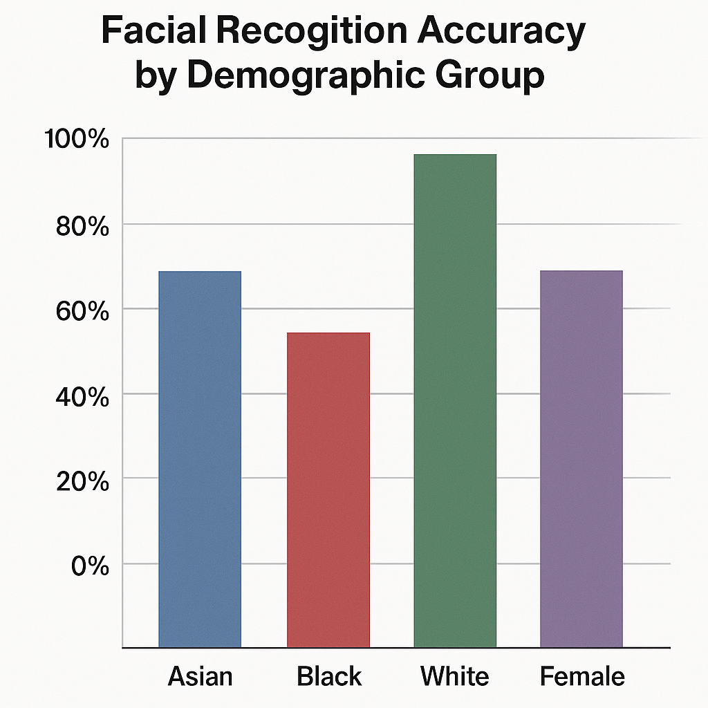 Chart illustrating differences in facial recognition accuracy across demographic groups.